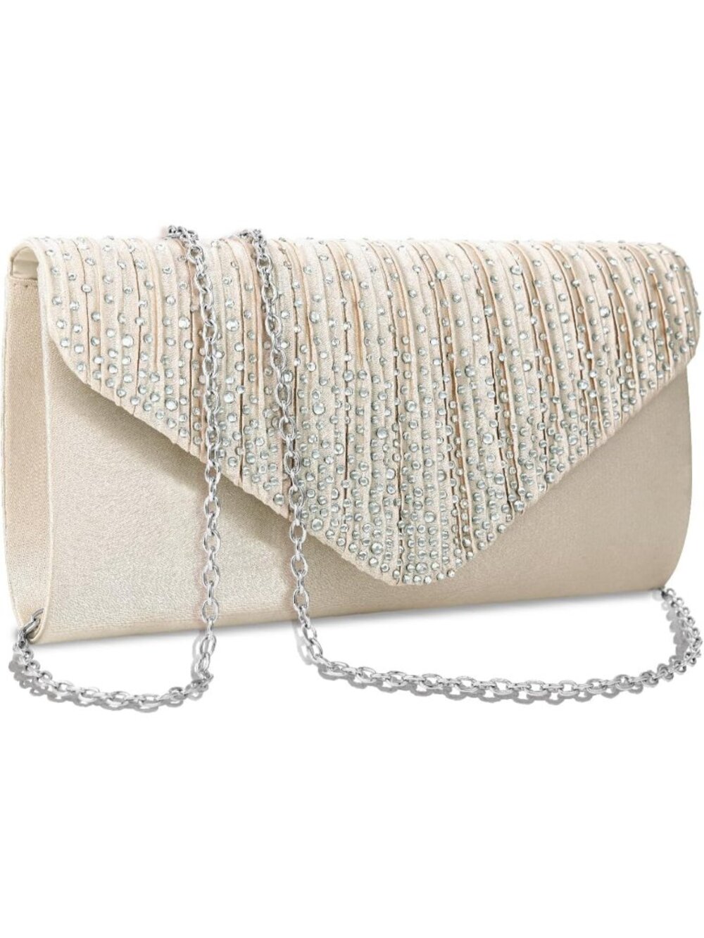 〽️ Women's Champagne Rhinestone Clutch Purse Wedding Cocktail Evening Bag